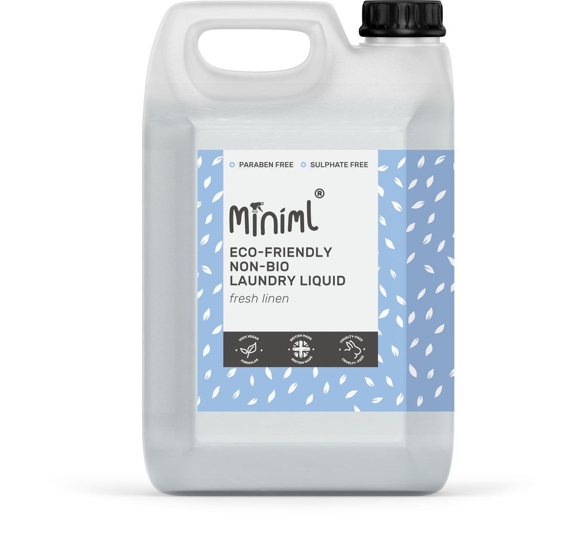Miniml Non Bio Laundry Liquid - Fresh Linen Scent | 5L Refill (Pack of 2) | Hypoallergenic