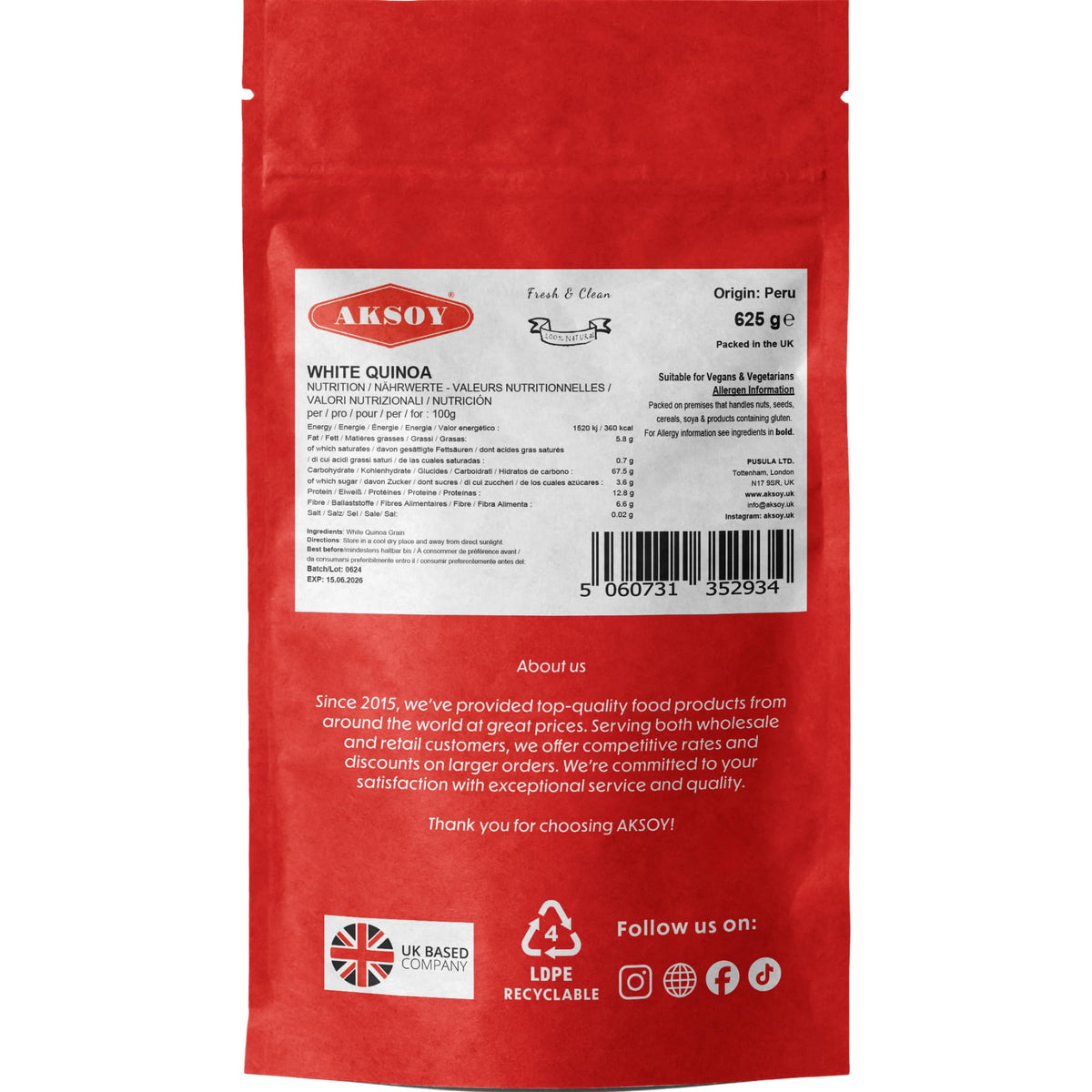 AKSOY White Quinoa - Nutrient-Rich Superfood | 625g | Ready to Cook 2