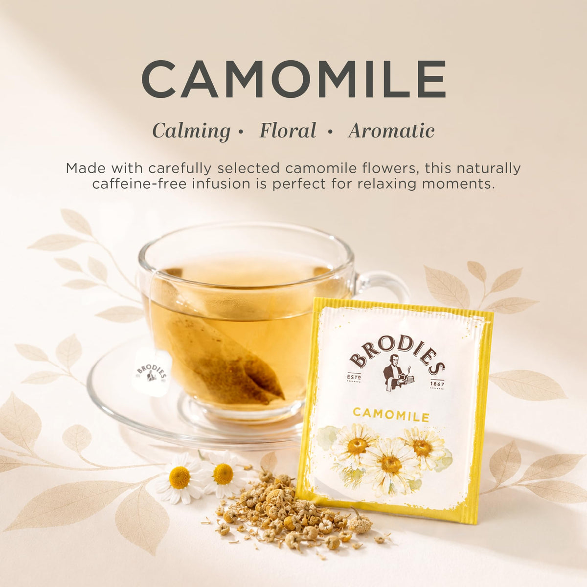 Brodies Camomile Herbal Tea - Promotes Relaxation | 120 Tea Bags | Caffeine Free