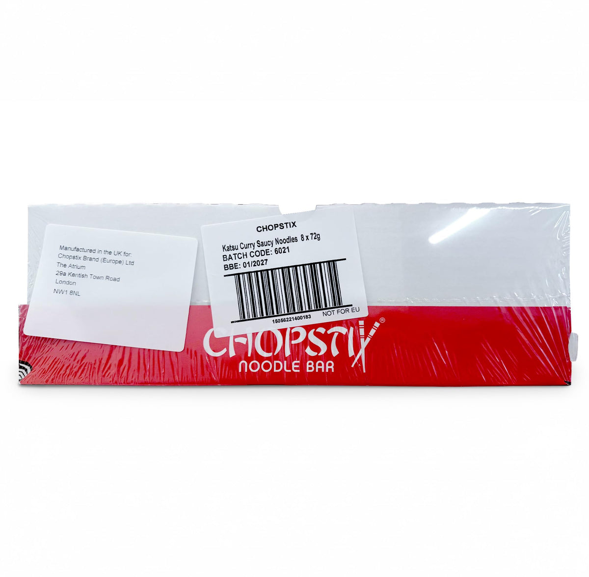 Chopstix Katsu Curry Saucy Noodles - 8 x 72g Portions | Extra-Long Wheat Noodles