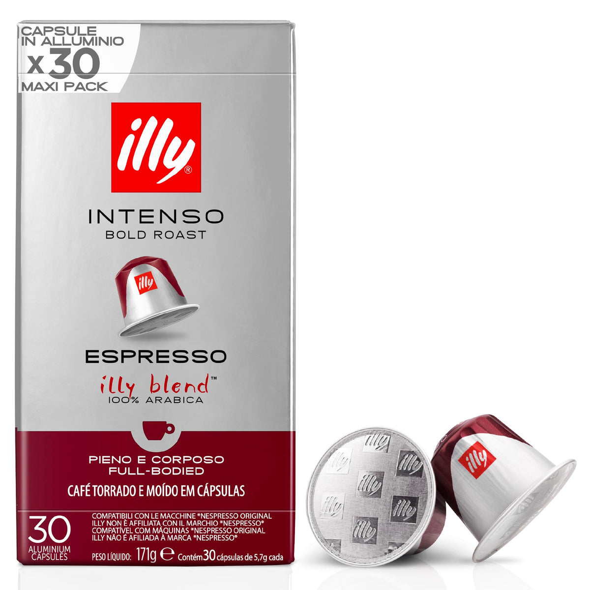 illy Intenso Coffee Pods - Intensity 7/9 | 30 Count | Compatible with Nespresso Original Machines