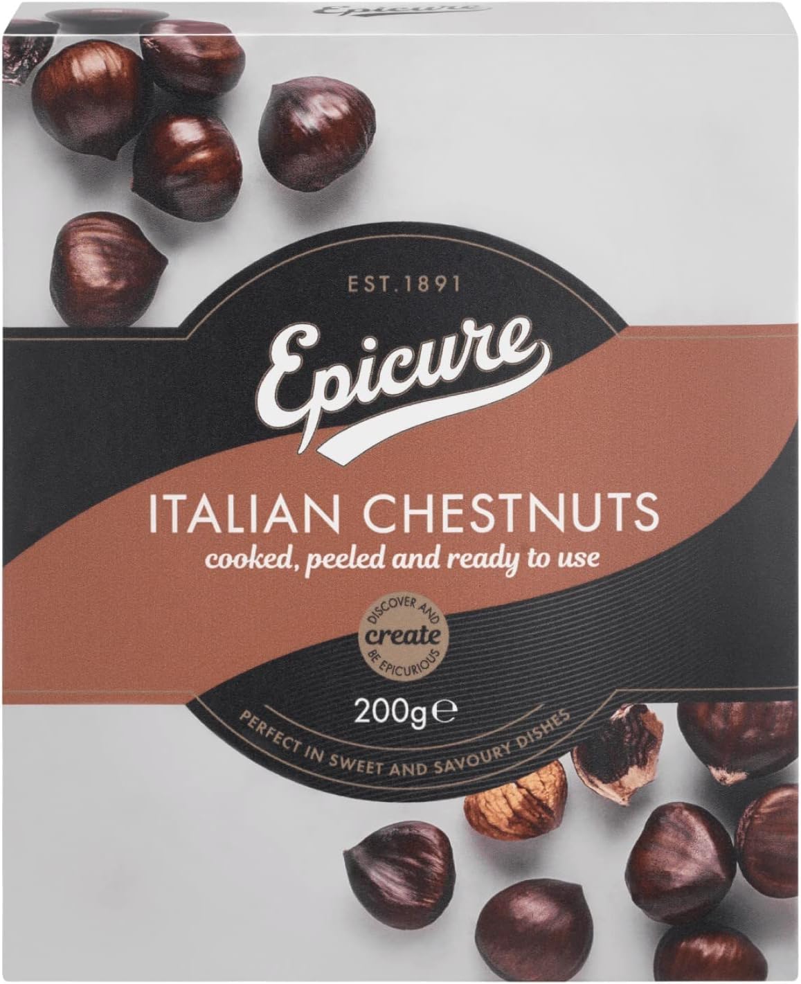 Epicure Peeled Cooked Italian Chestnuts - Ready to Use | 200g Pack of 6 2