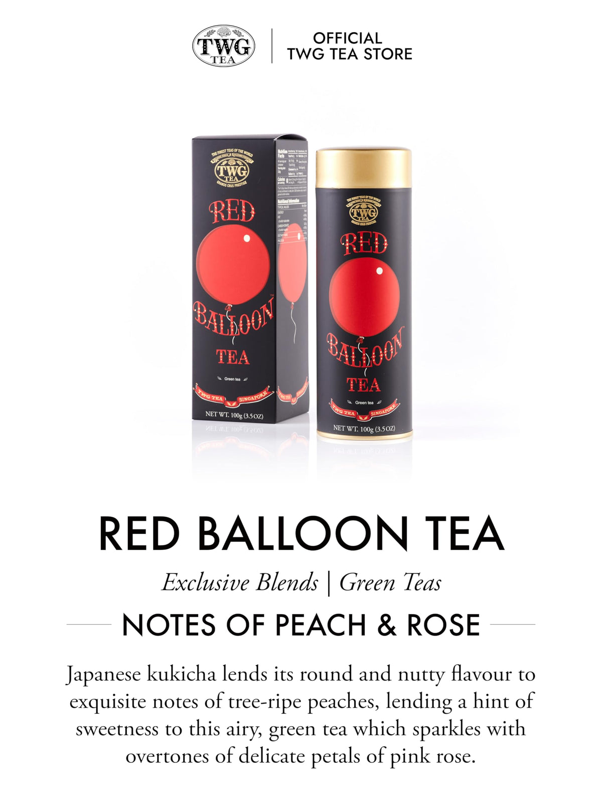TWG Tea Red Balloon Tea - Peach & Rose Green Tea | Haute Couture Tin | 100g 3