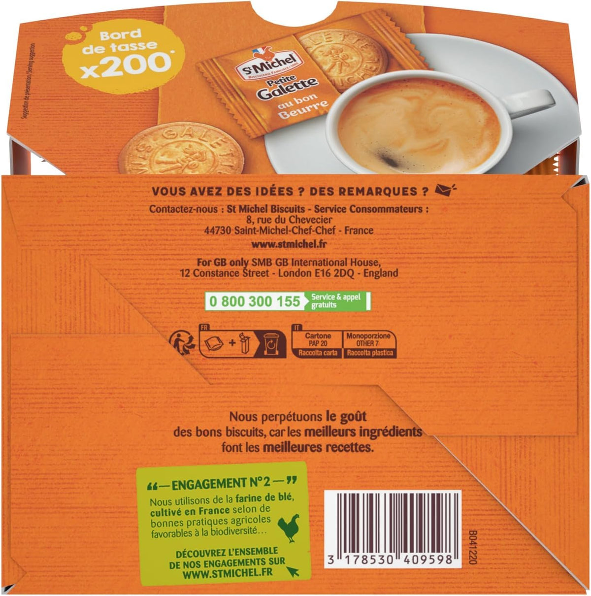 St Michel Small Pure-Butter French Galettes - Individually Wrapped | 1400g Pack | 2 Count