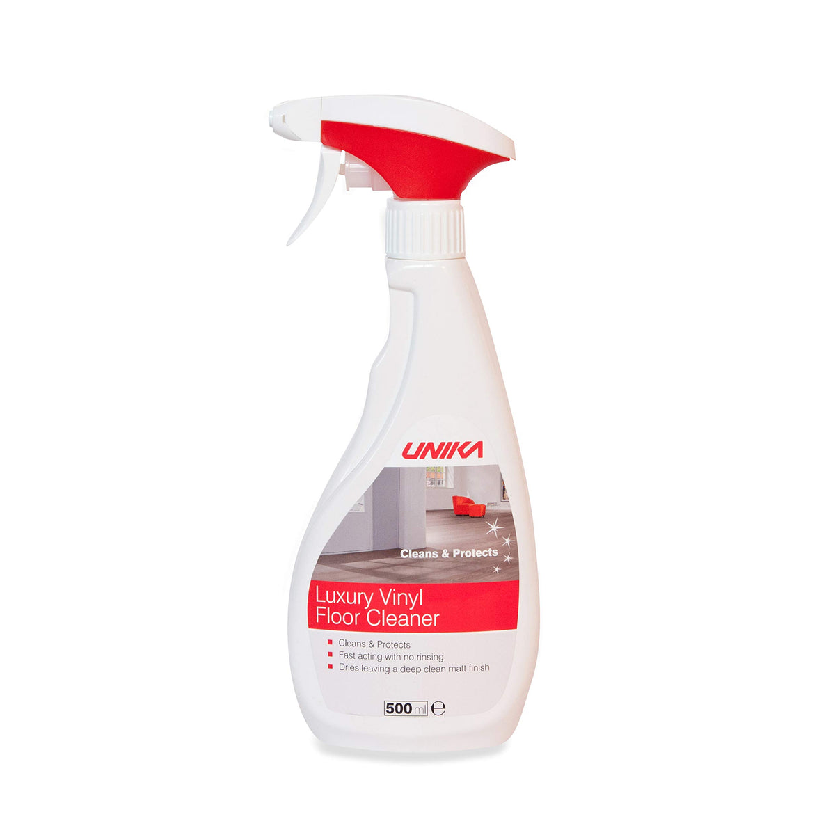 Unika Luxury Vinyl Floor Cleaner Spray - 500ml Lemon Scent | No Polish Build-up | Dries to Shine
