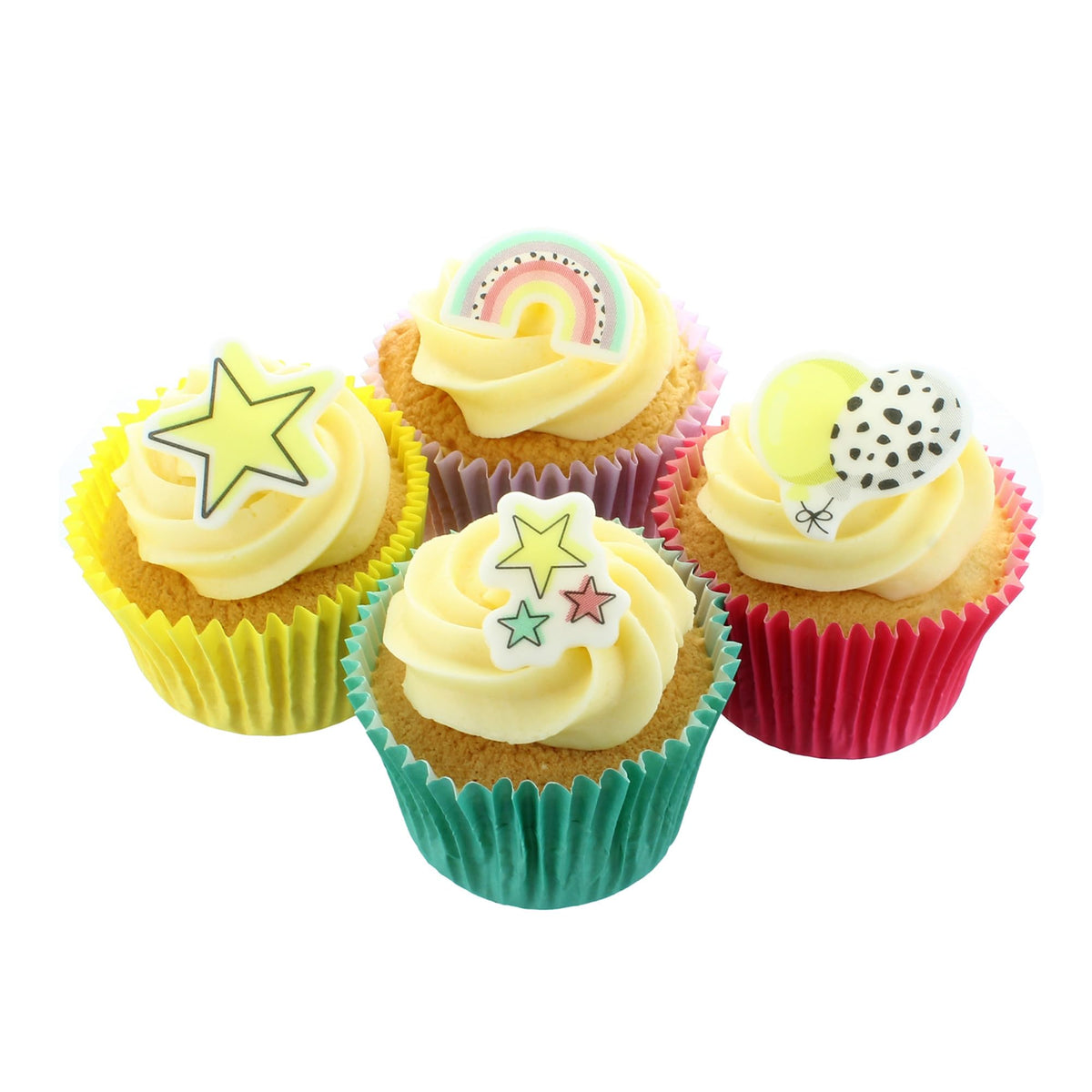 Culpitt Rainbow & Balloon Edible Cupcake Toppers - 32 Pack 3