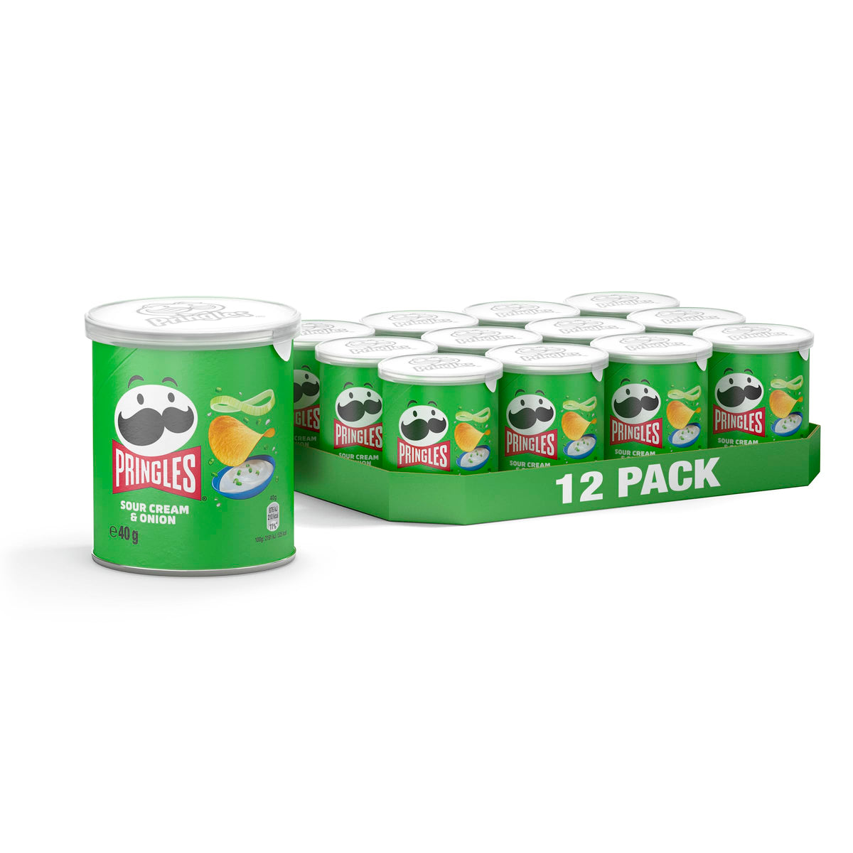 Pringles Sour Cream & Onion Crisps Multipack - 12 x 40g Tubs