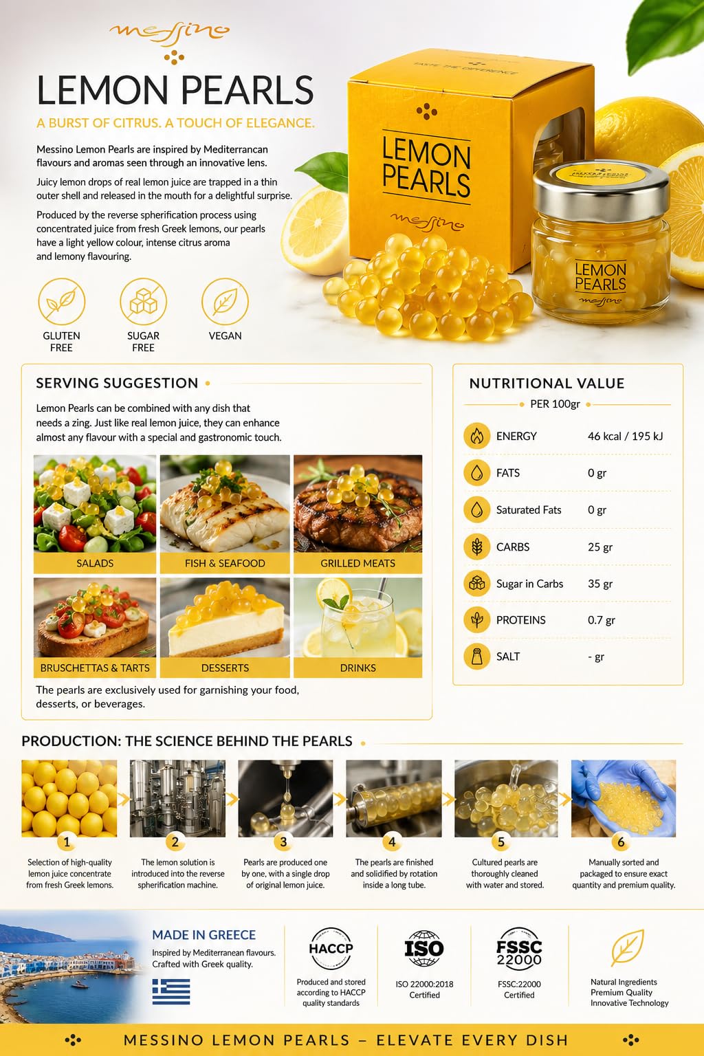 Messino Lemon Pearls - 50ml Natural Concentrated Lemon Spheres for Salads 3