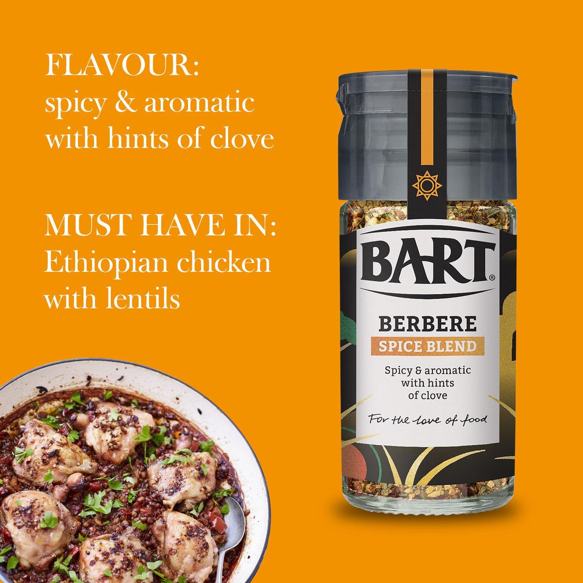 BART Berbere Spice Blend - 6 x 43g Jars | Hot & Fiery | Authentic Ethiopian Flavor