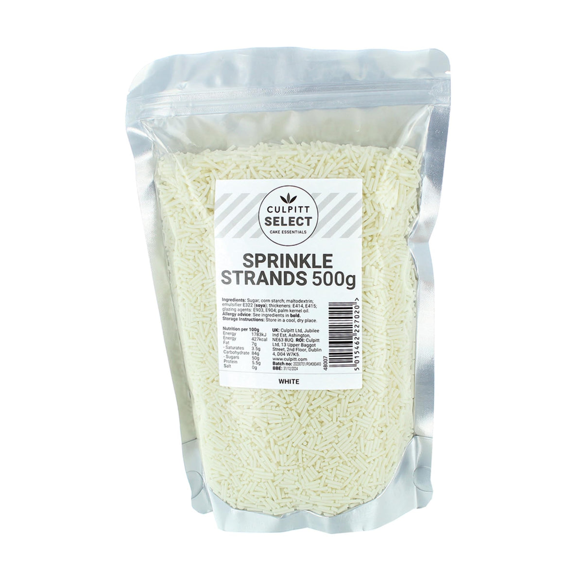 Culpitt Select White Sugar Strands - 500g Pouch | Edible Cake Decorations 3