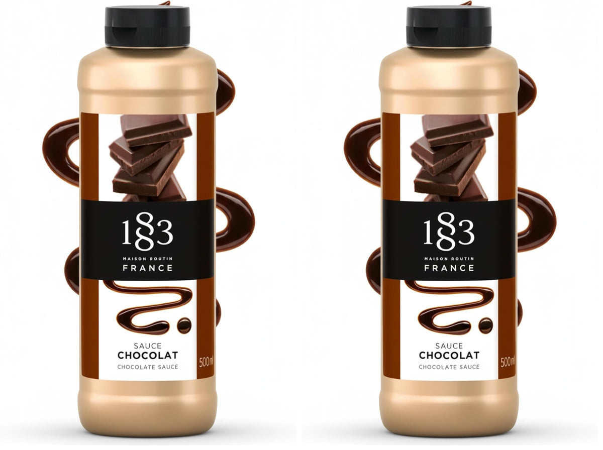 1883 Maison Routin Chocolate Sauce - Rich Cocoa Blend, 500ml Squeeze Bottle (Pack of 2)