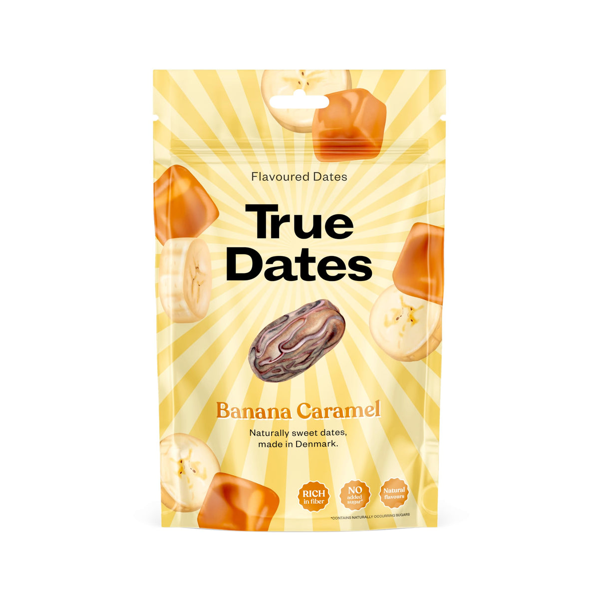 True Gum Banana Caramel Flavored Dates - 100g | Rich in Fiber | Natural Flavors