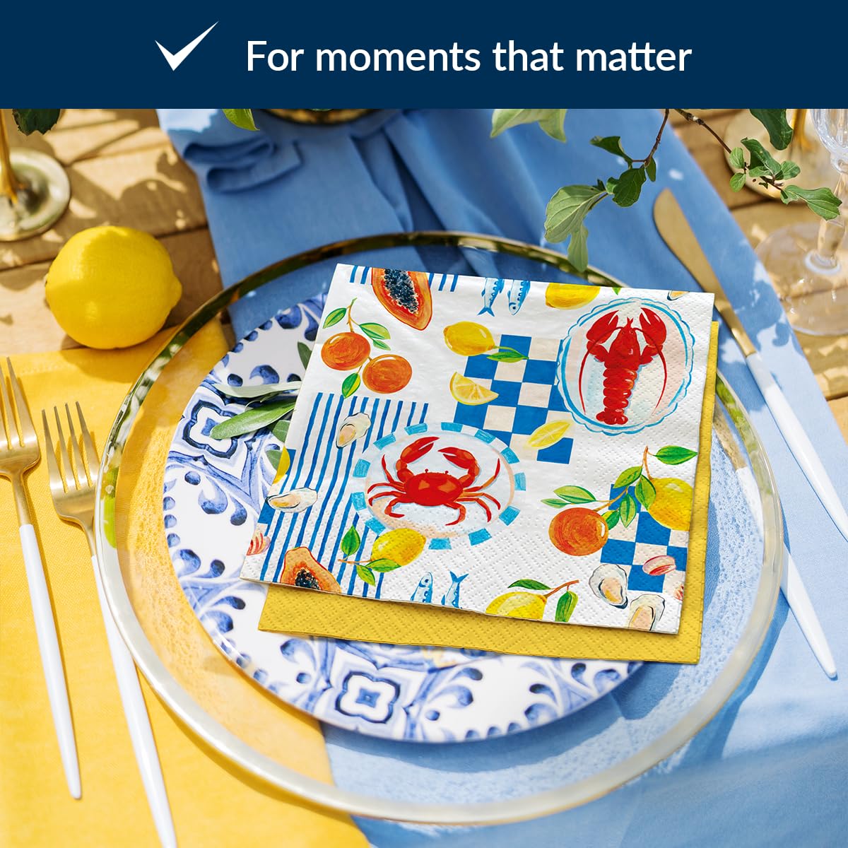PAW Decor Collection Paper Napkins - Navy Bites | 33 x 33 cm | 20 Pack 5