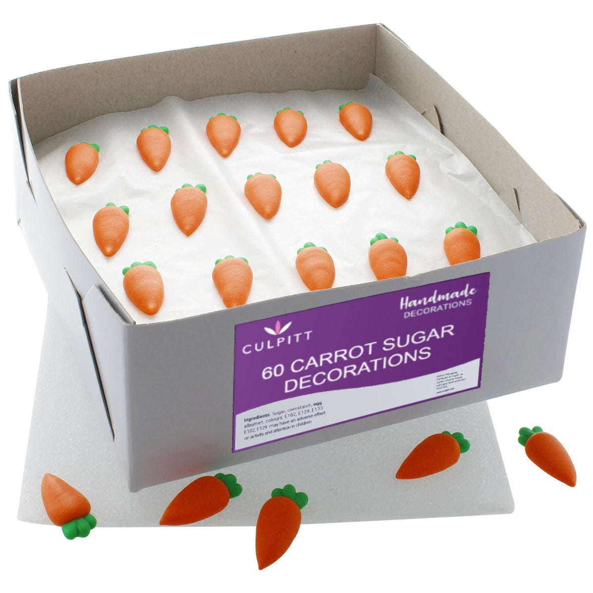 Culpitt Carrot Edible Cake Toppers - 60 Pack 1
