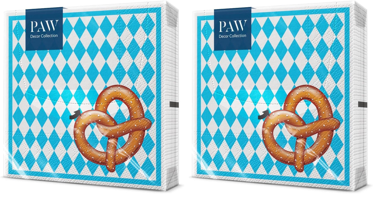 PAW Decor Collection Bavarian Pretzel Napkins - 3-Ply, 33 x 33 cm, 20 Pieces