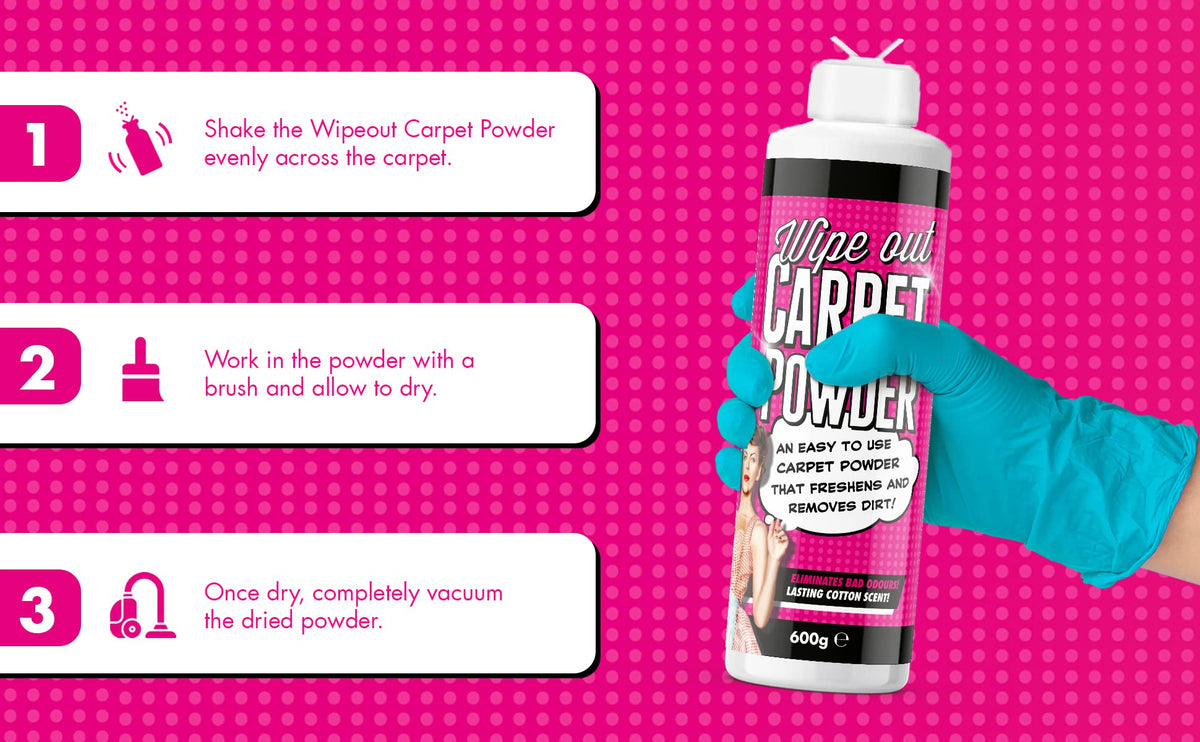 Wipeout Magic Carpet Powder Refresher - Removes Stains & Odours | Fresh Cotton Scent | 600g 5
