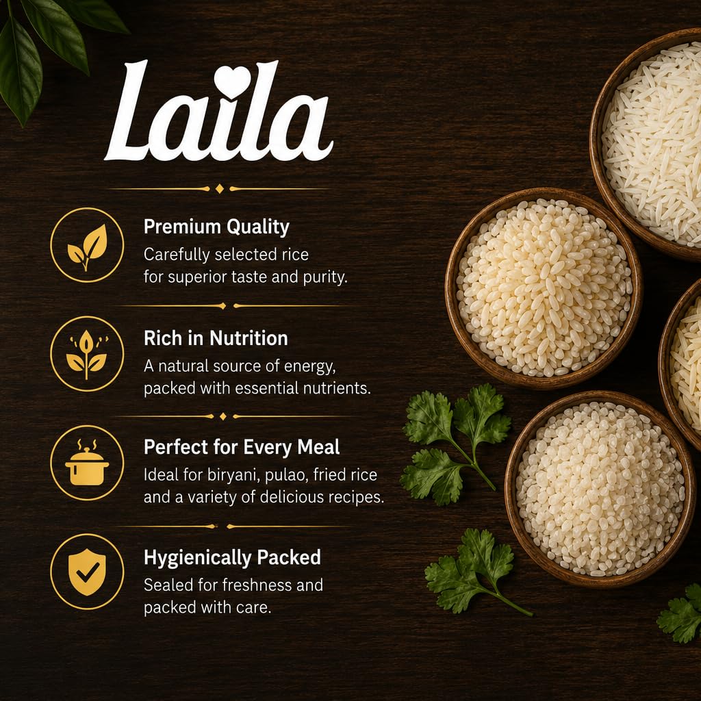 Laila Pure Basmati Rice - 1kg Bag | Long Grain | Gluten-Free 4