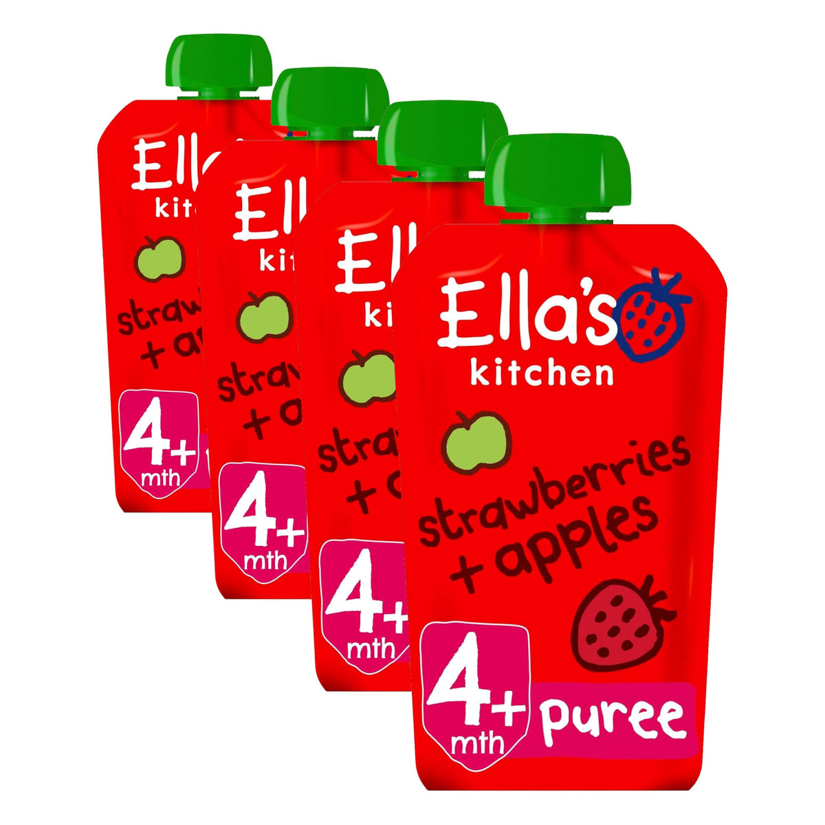 Ella's Kitchen Organic Strawberries & Apples Fruit Pots - 4+ Months | 120g Pouch | Pack of 4