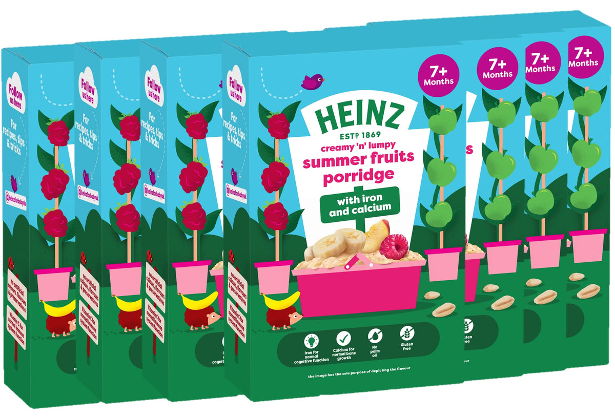 HEINZ Summer Fruit Porridge - Gluten Free, Contains Iron & Calcium | 6x200g