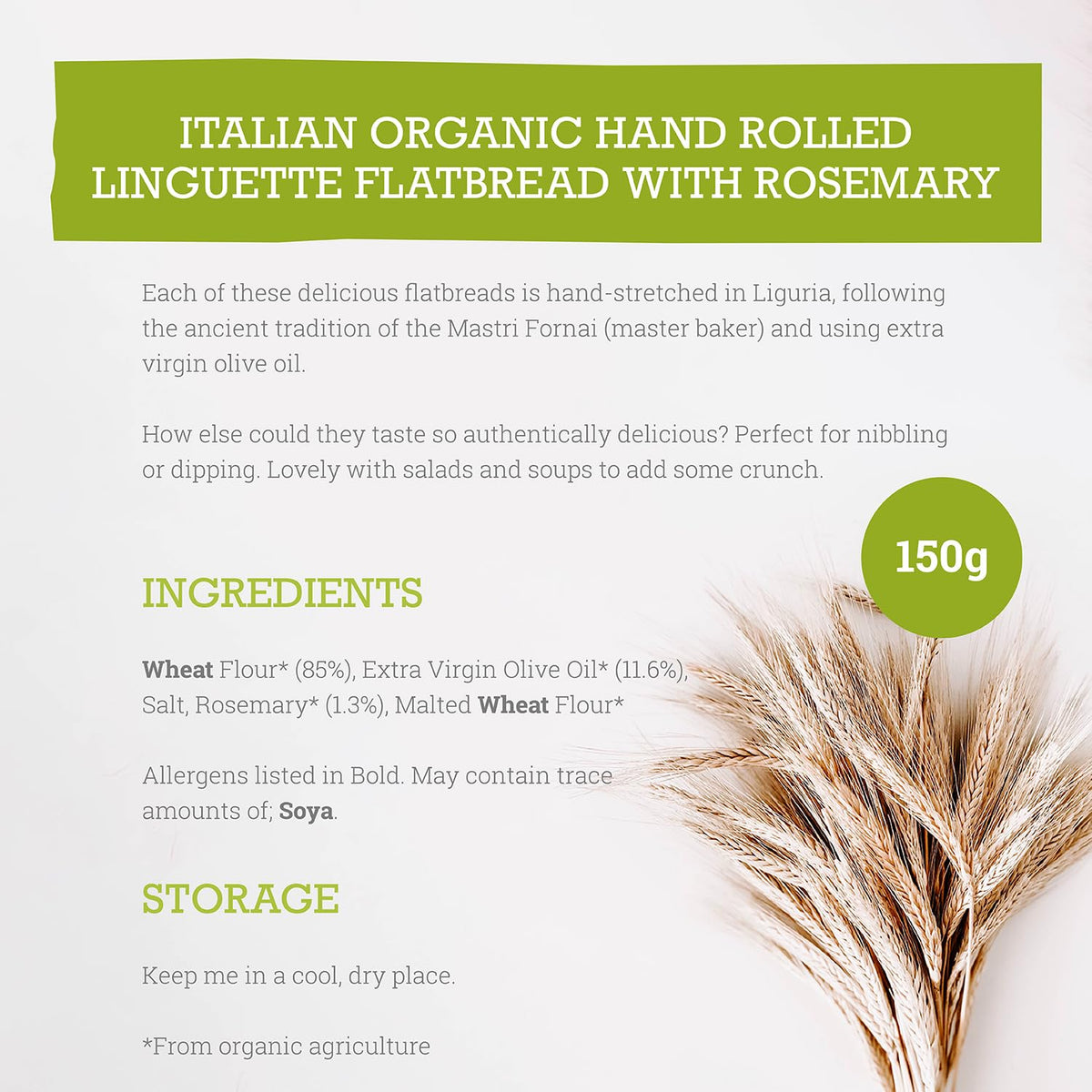 Mr Organic Rosemary Flatbread - 2 x 150g Packs | Organic | Non-GMO | Preservative-Free