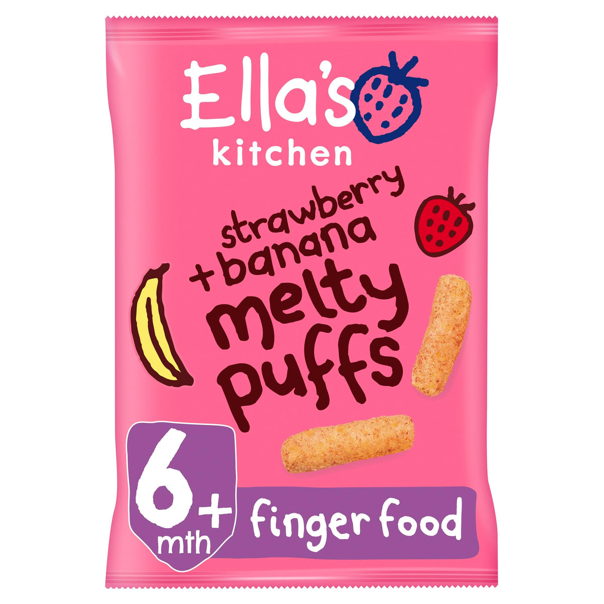Ella's Kitchen Organic Strawberries and Bananas Puffs - 20g (Pack of 6)