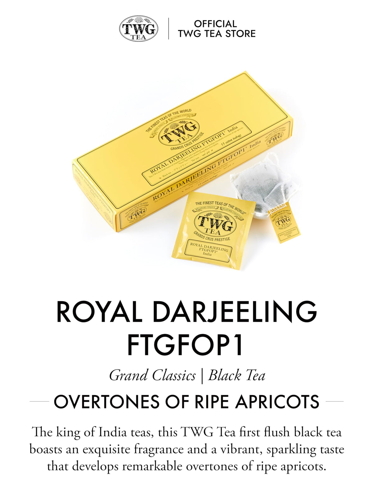 TWG Tea Royal Darjeeling FTGFOP1 Black Tea - 15 Hand-Sewn Teabags | Ripe Apricots | 40g 4