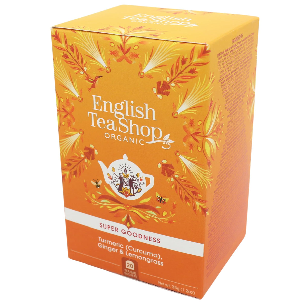 English Tea Shop Turmeric, Ginger & Lemongrass Whole Leaf Herbal Tea - Caffeine-Free, Organic, Fairtrade, 35g