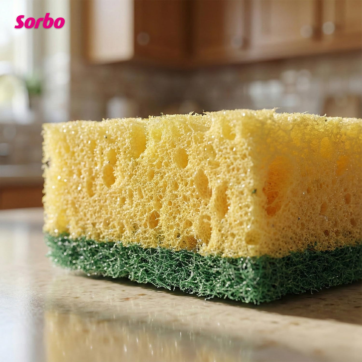 Sorbo Large Scouring Sponges - Pack of 6 | Extra Strong | Yellow/Green 3