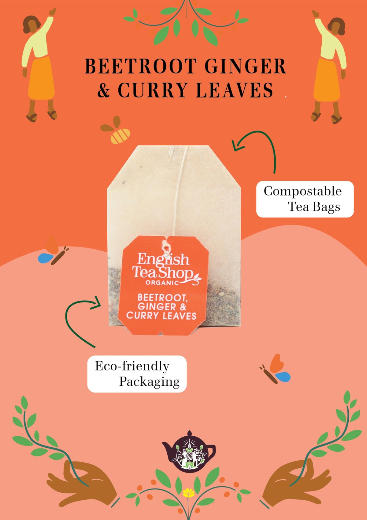 English Tea Shop Organic Beetroot, Ginger & Curry Leaves Herbal Tea - 20 Teabags, 70g