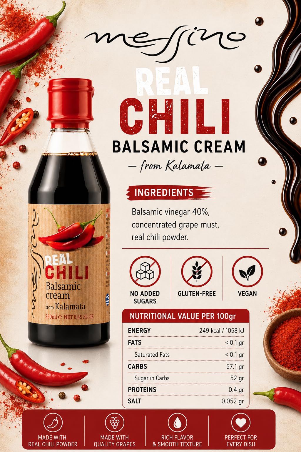 Messino Greek Balsamic Cream With Real Chili - 2 x 250 ml 6