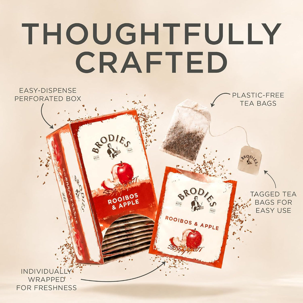 Brodies Rooibos and Apple Tea - Naturally Sweet & Caffeine-Free | 120 Tea Bags (6 x 20) 3