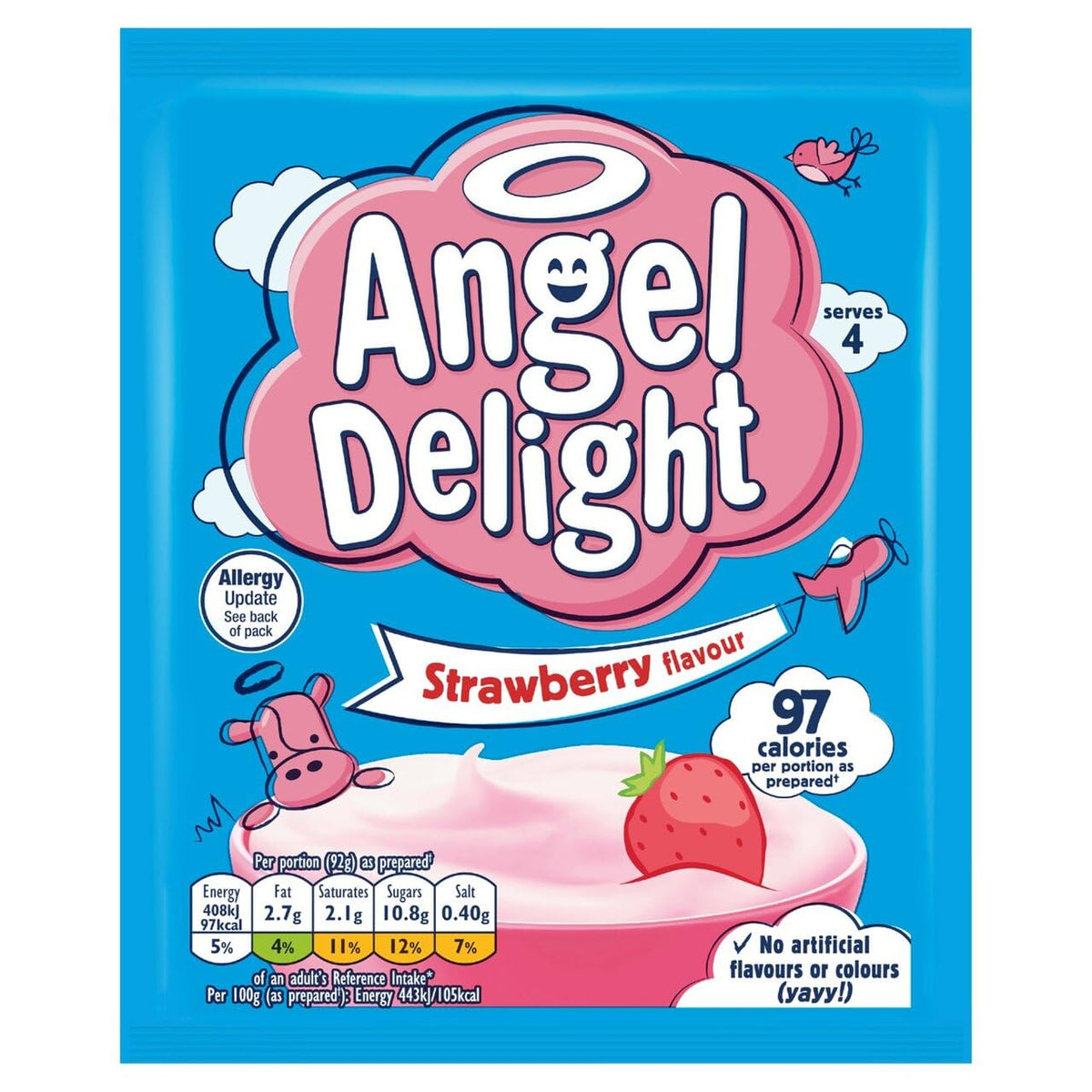 Angel Delight Strawberry Flavour Instant Dessert Mix - Pack of 6, 59g Sachets