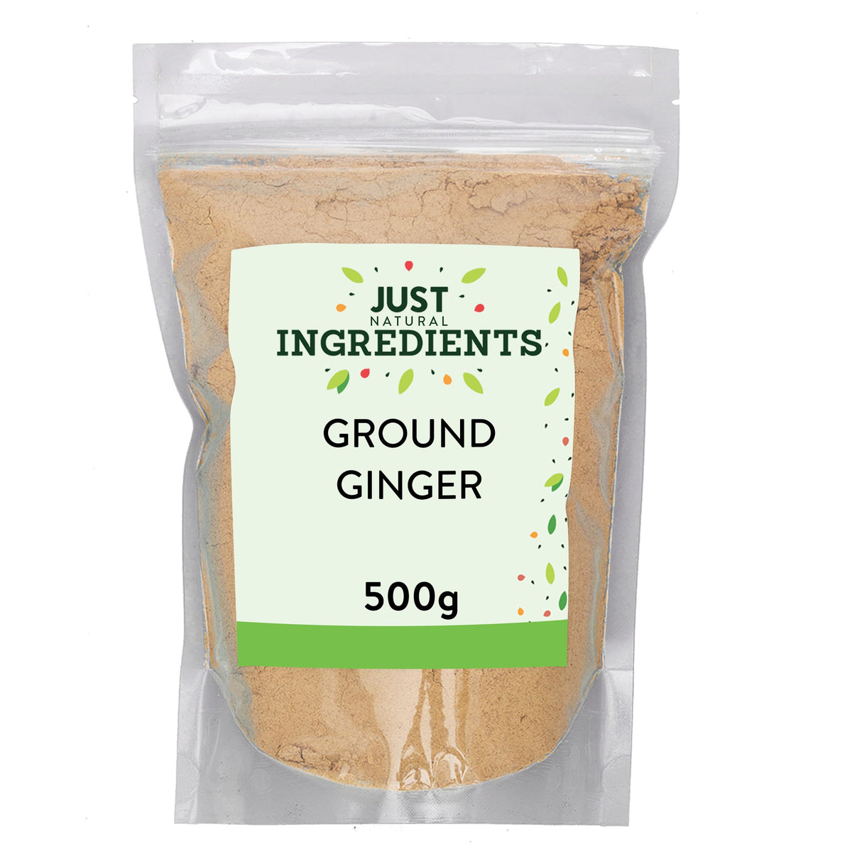 JustIngredients Ground Dry Ginger Powder - 500g Organic Spice for Curries, Baking & Wellness