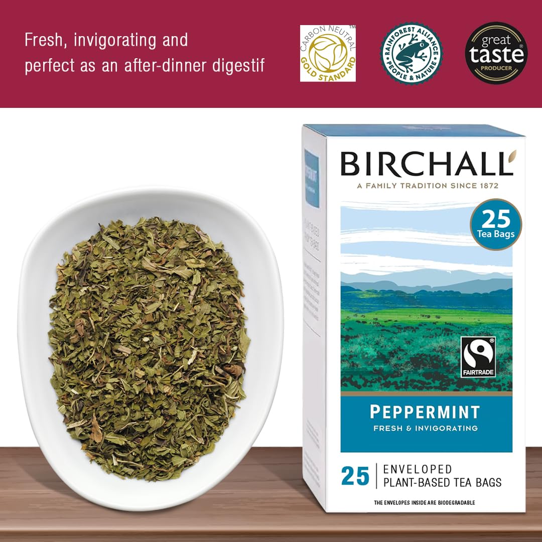 Birchall Peppermint Tea - Caffeine Free Herbal Tea, Supports Digestion | 25 Tea Bags (Pack of 2) 7