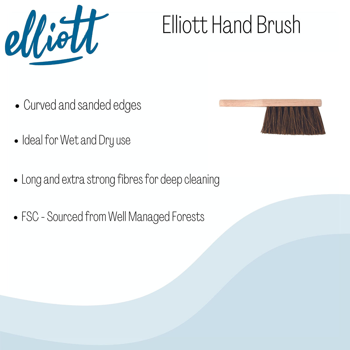 Elliott Natural Bassine Fibre Hand Brush - Stiff Bristles, FSC Certified | 25 cm | Beige 3