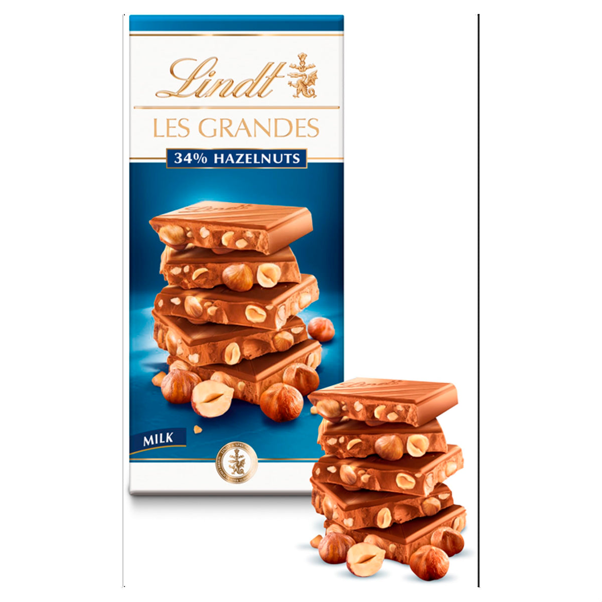 Lindt Les Grandes Milk Chocolate Hazelnut Bar - 34% Hazelnuts | 150g (Pack of 2) 4