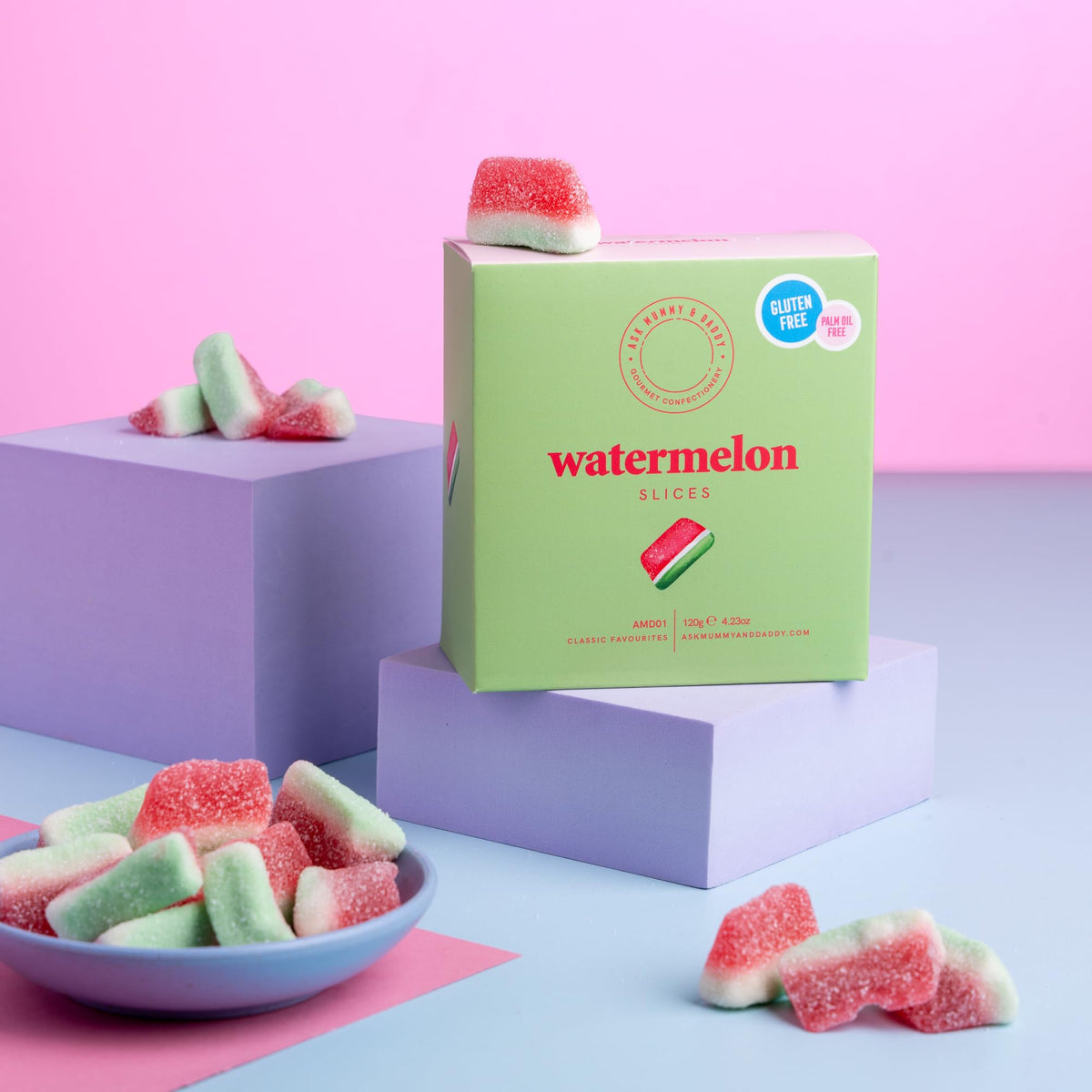 Ask Mummy & Daddy Watermelon Slices Gift Box - 120g Chewy Gummy Sweets
