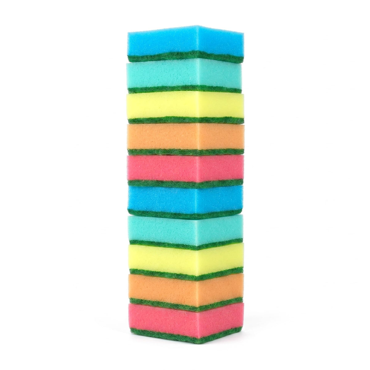 IDEA HOME Ms. KITCHEN Dishwashing Sponge - Dual-Sided Scrubber | Set of 10 | Multicolor 8