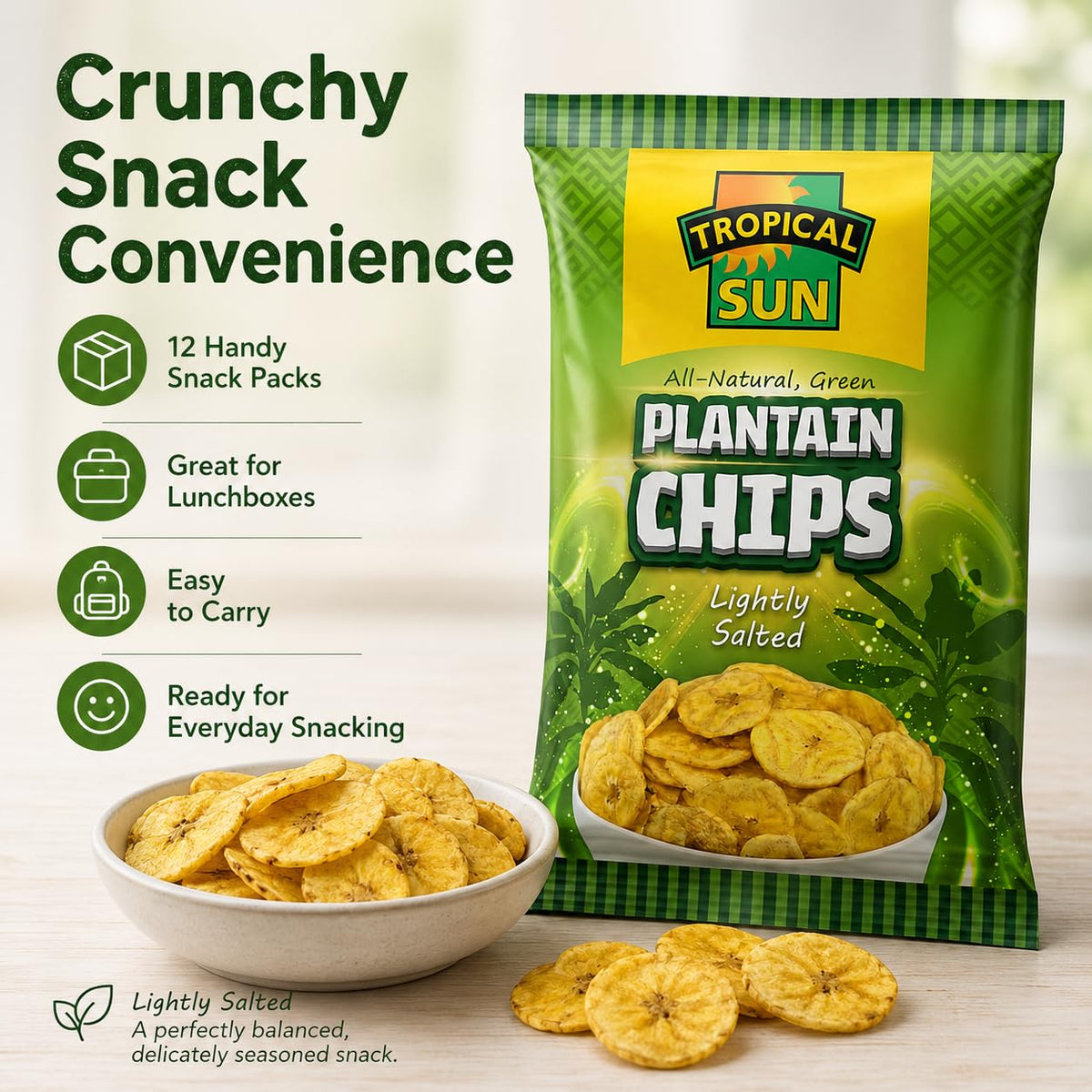 Tropical Sun Lightly Salted Plantain Chips - 70g Bags (Pack of 12) 5