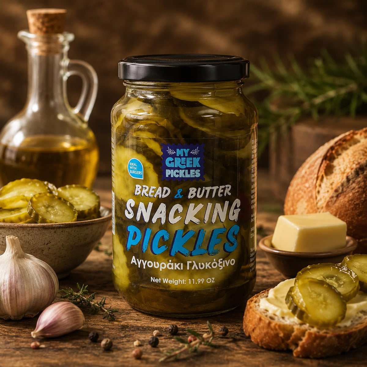 My Greek Pickles Bread & Butter Snacking Pickles - Pack of 2 x 340g 5
