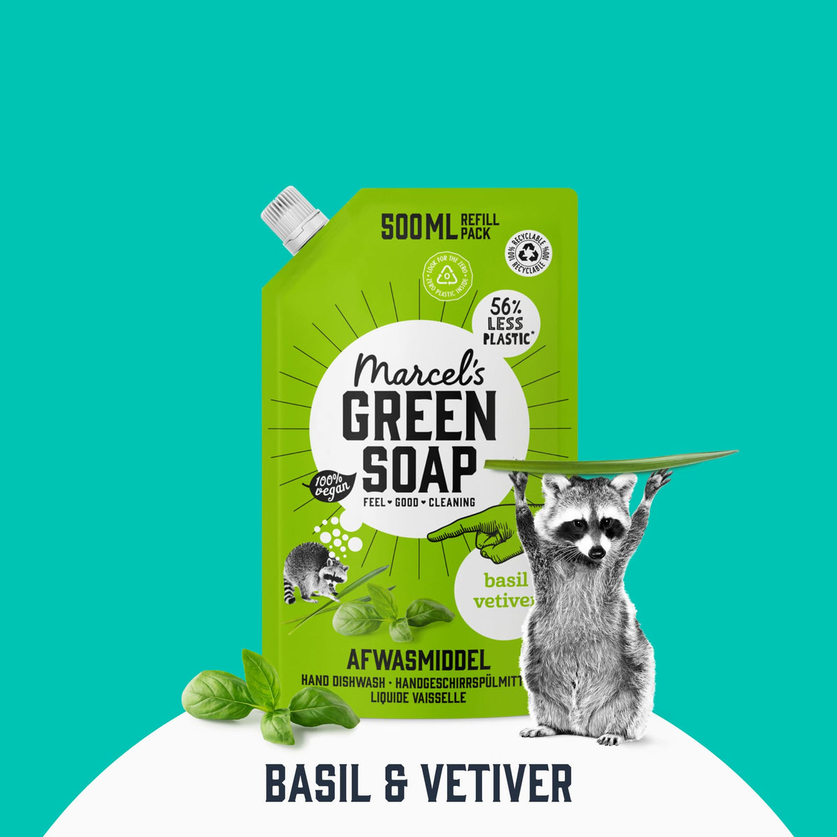 Marcel's Green Soap Washing-Up Liquid Refill - Basil & Vetiver - 2 x 500ml 5