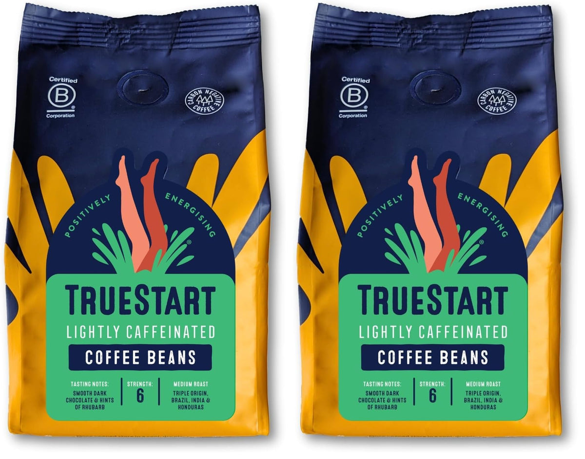 TRUESTART Lightly Caffeinated Ground Coffee - 85+ Specialty Grade, 100% Arabica | 400g Pack of 2