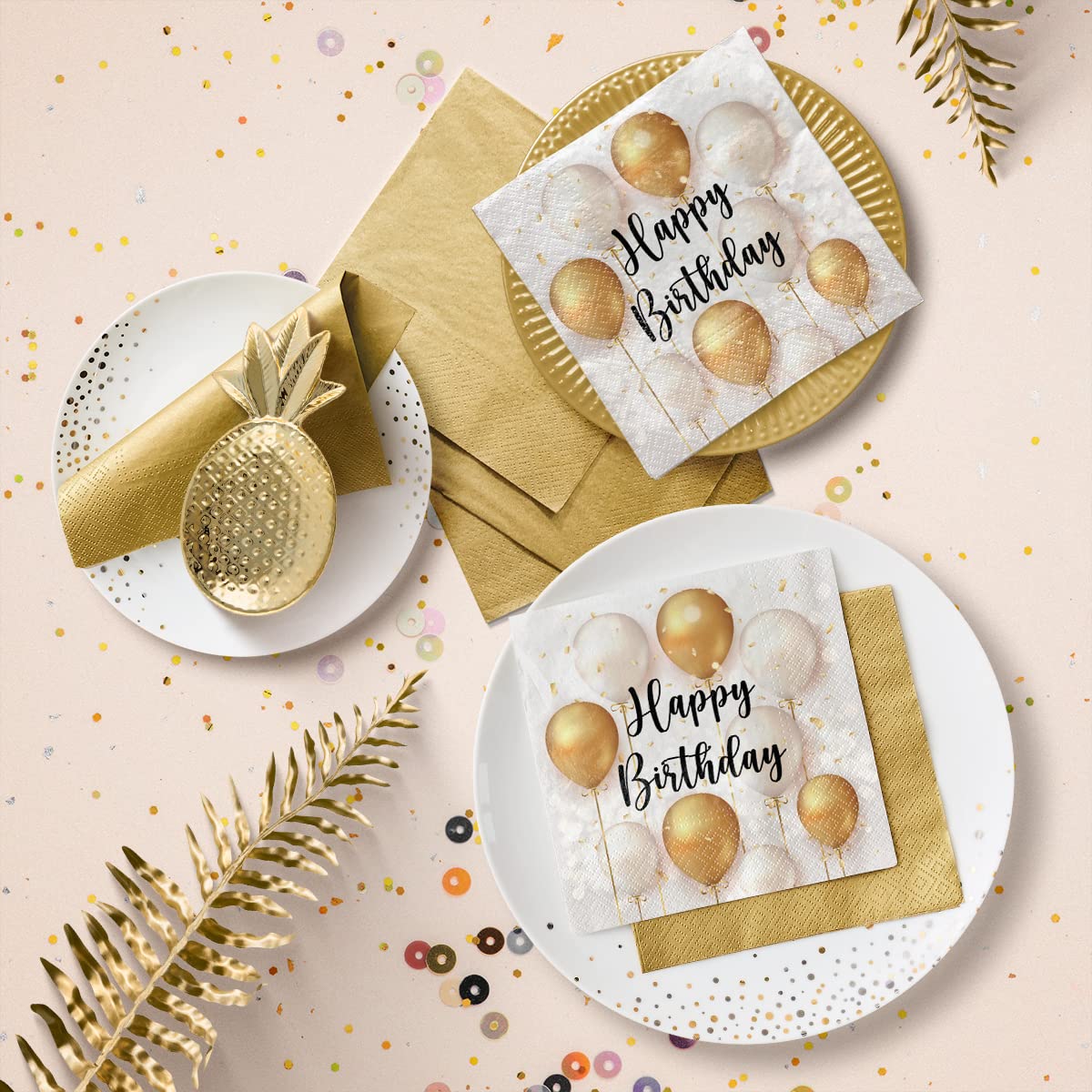 PAW Decor Collection Birthday Gold Celebration Napkins - 33 x 33 cm, 20 Pack 4
