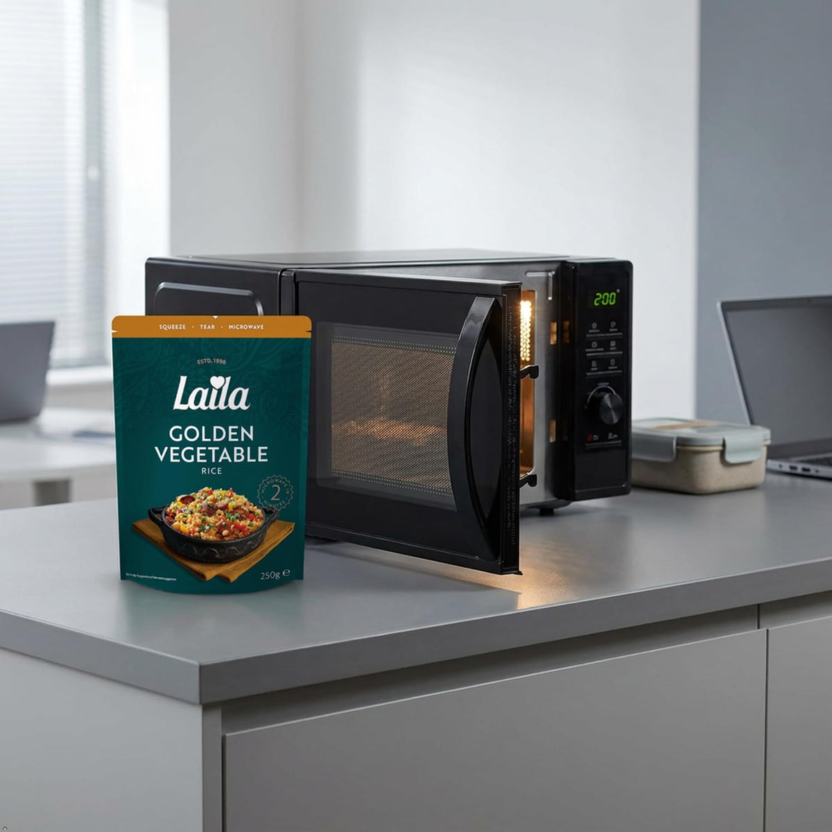 Laila Golden Vegetable Microwave Basmati Rice - 6 x 250g Packs 3