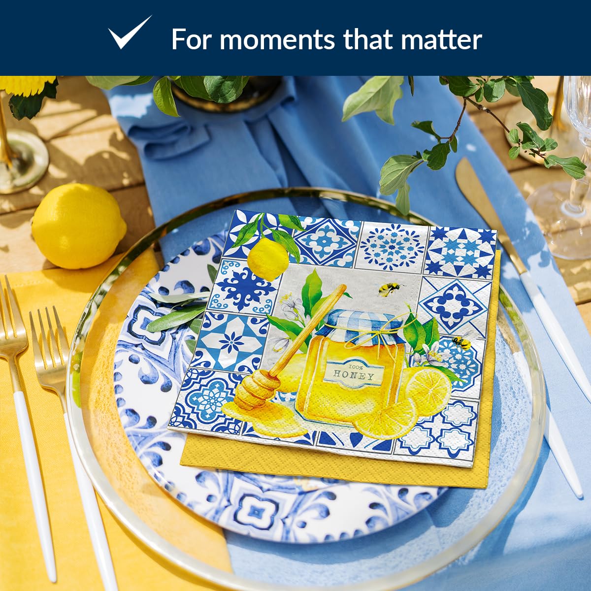 PAW Decor Collection Paper Napkins - Citrus and Honey Design | 33 x 33 cm | 20 Pack 5