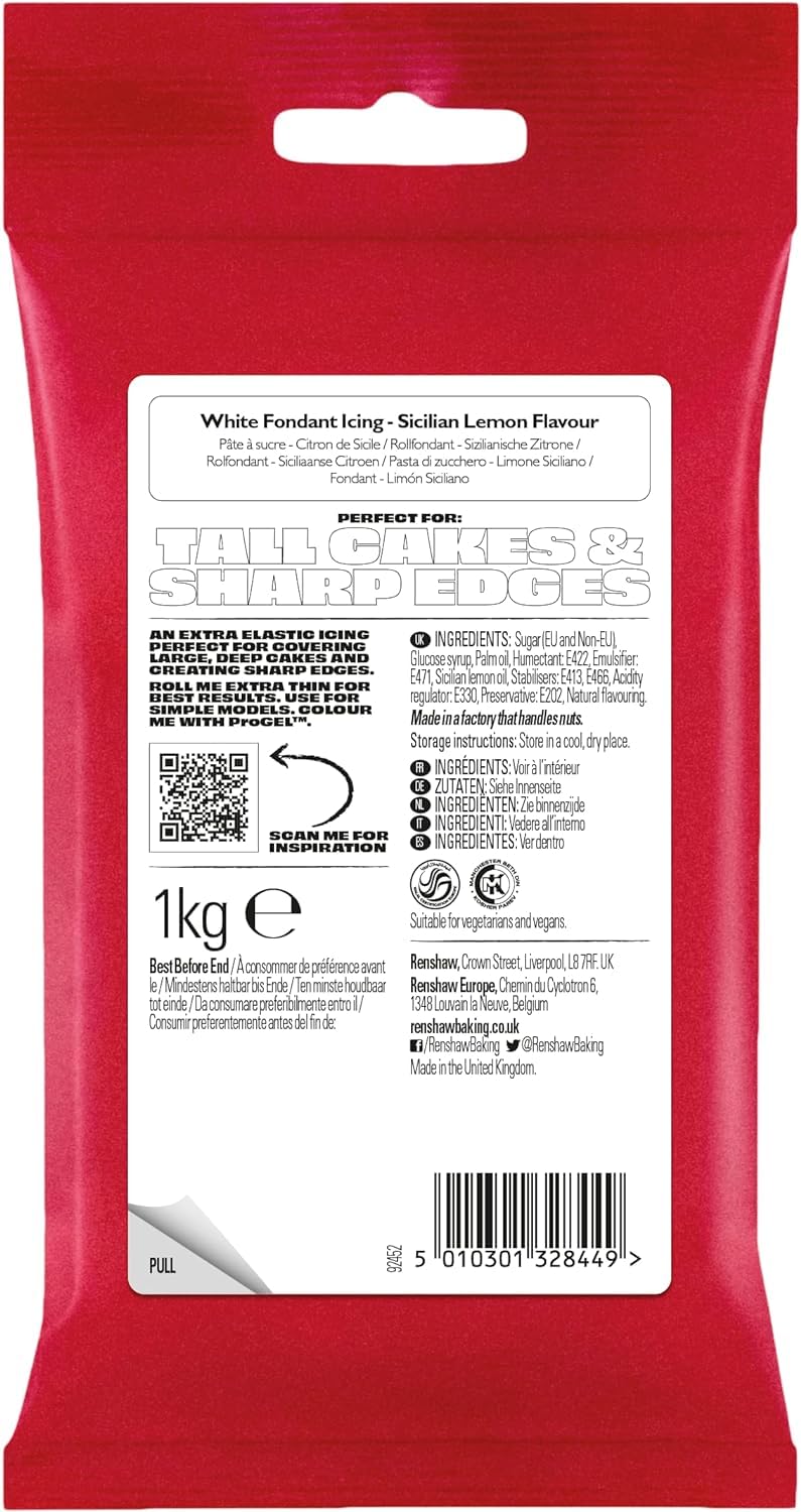 Renshaw Extra Sicilian Lemon Flavoured Fondant Icing - Extra Firm & Stretchy for Perfect Cake Coverage | 1 kg 3