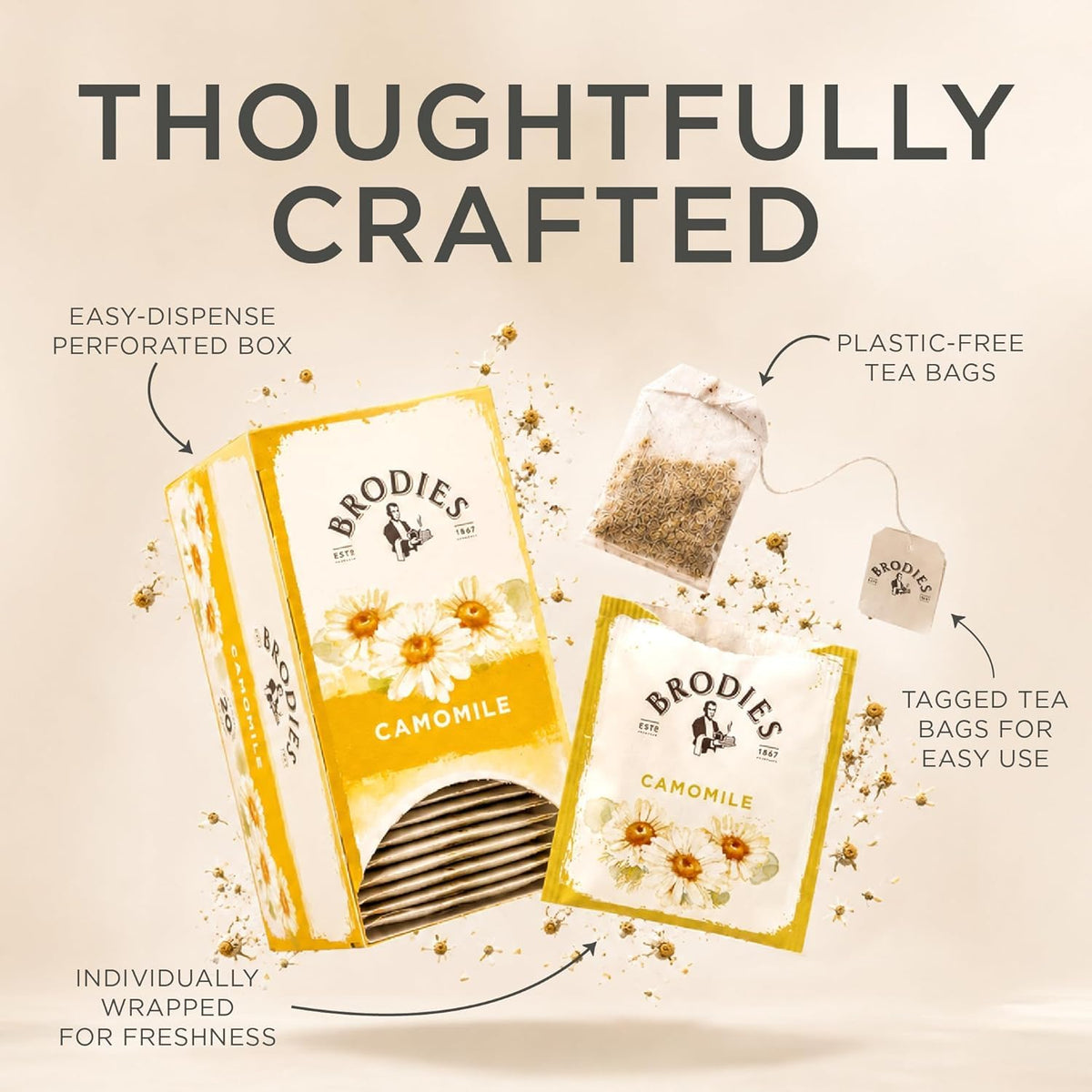 Brodies Camomile Herbal Tea - Promotes Relaxation | 120 Tea Bags | Caffeine Free 3
