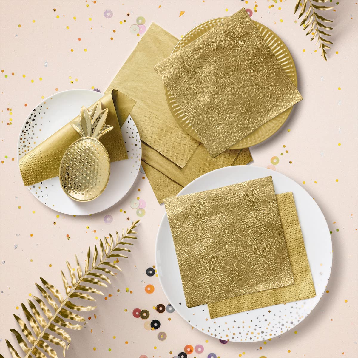 PAW Decor Collection Napkins - 3-Ply Gold Ornaments | 20 Pieces | 33 x 33 cm 5