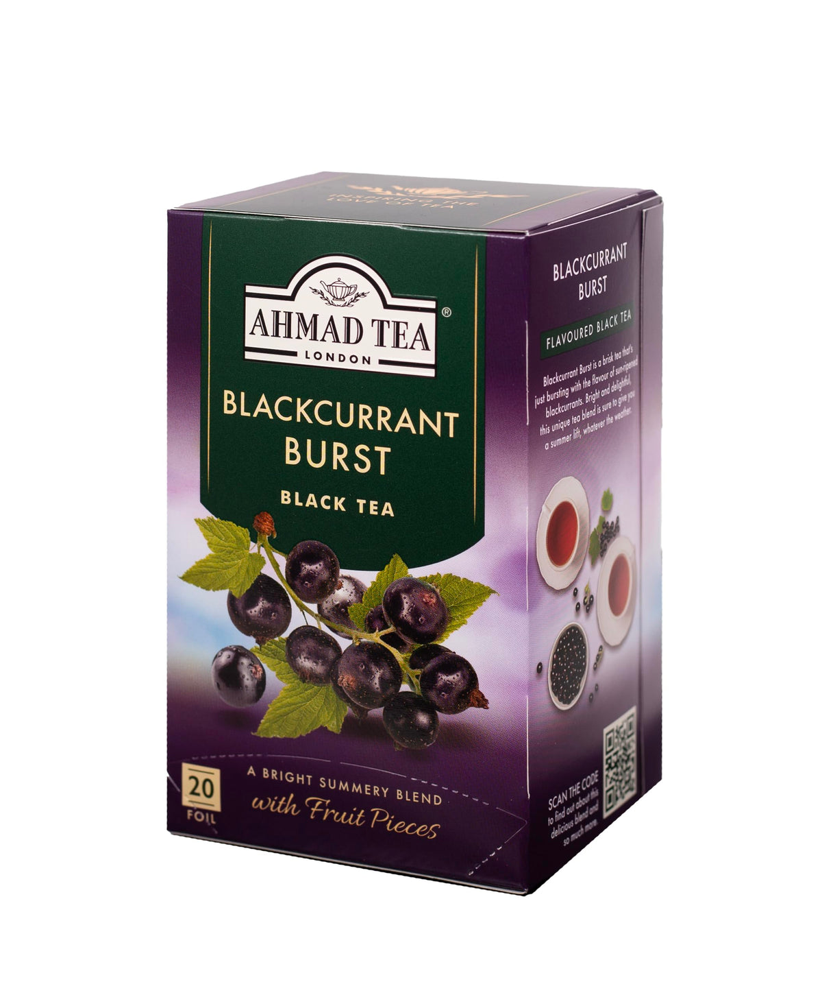 Ahmad Tea Blackcurrant Burst Fruit Black Tea - 20 Teabags, Pack of 5 4