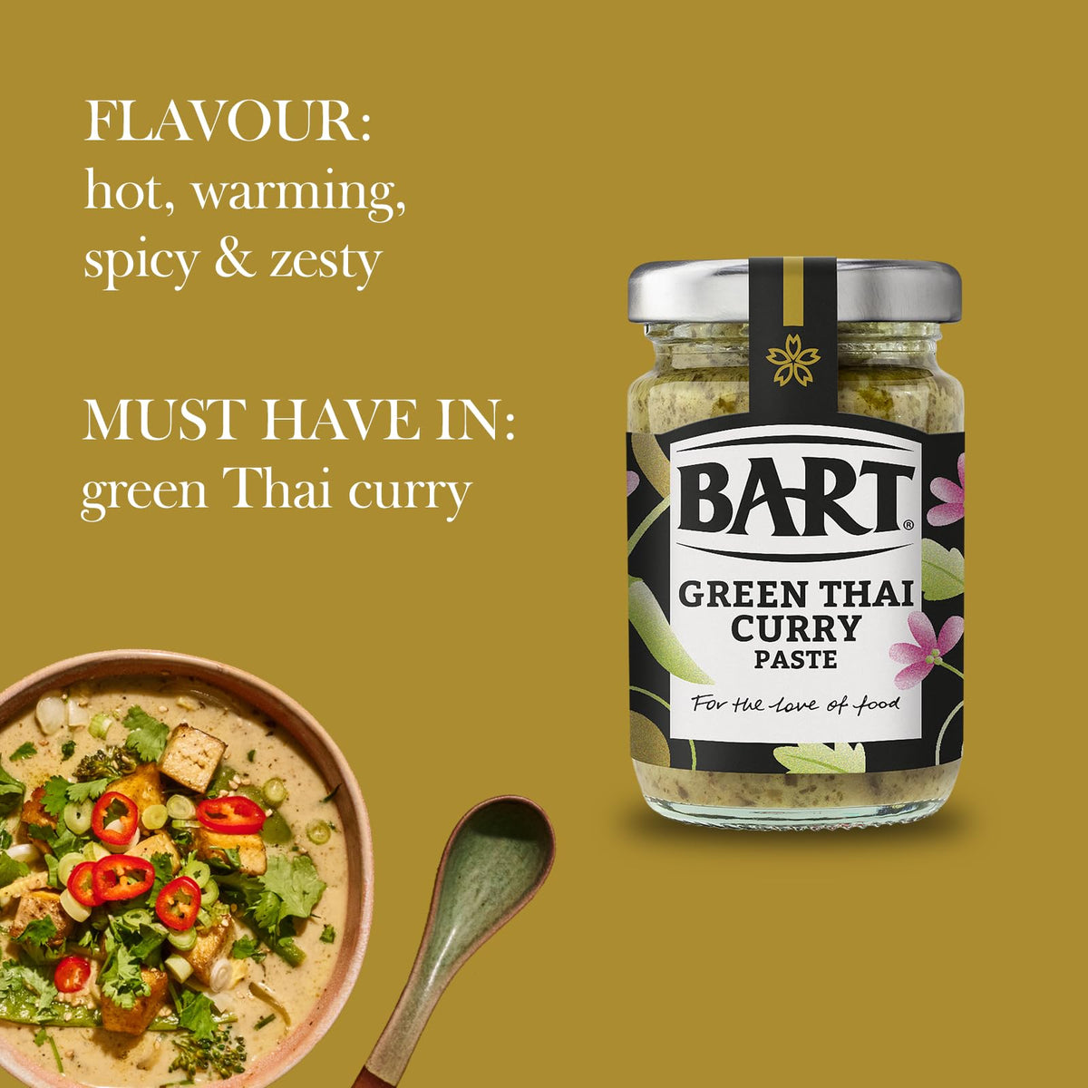 BART Green Thai Curry Paste - 6 x 90g Jars | Gluten-Free | Authentic Thai Classic